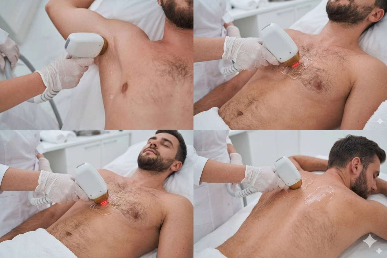 Depila&ccedil;&atilde;o a laser masculino - peito abd&oacute;men costas e axila